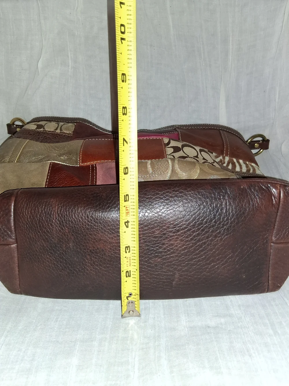 Coach Patchwork Shoulder Bag - Brown Multi-Tone with Pink Accent - Picture 10 of 11